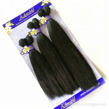 Adorable silk straight yaki wave 6pcs synthetic hair weaving,heat resistant fiber natural color hair weave,one pack for one head